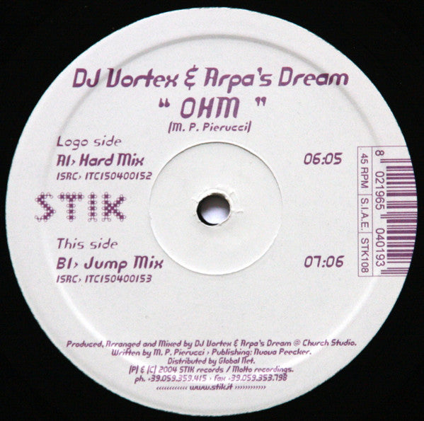 DJ Vortex & Arpa's Dream : Ohm (12")