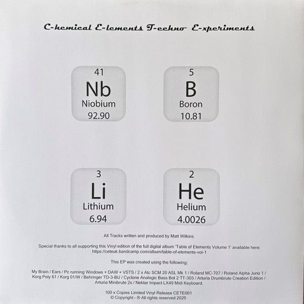 Cete : Table Of Elements Vol. 1 (12", EP)