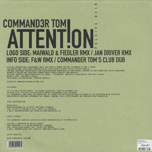 Command3r Tom* : Attent!on (Remixes) (12")