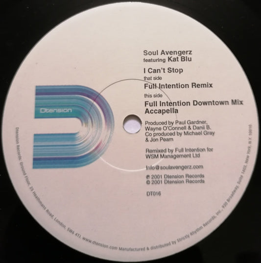 Soul Avengerz Feat. Kat Blu : I Can't Stop (12")