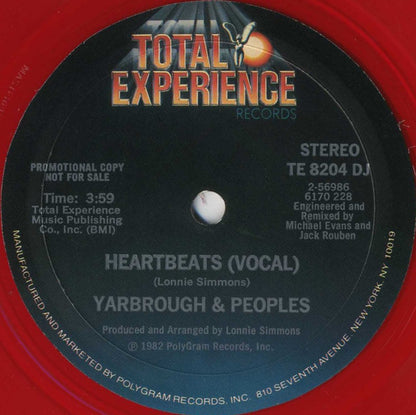 Yarbrough & Peoples : Heartbeats (7", Shape, Single, Promo, Hea)
