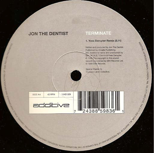 Jon The Dentist : Terminate (12", Single)