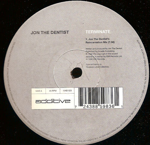 Jon The Dentist : Terminate (12", Single)