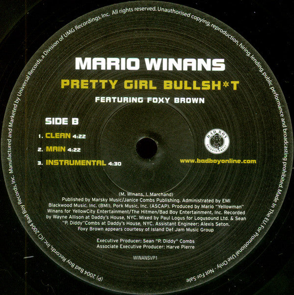 Mario Winans Featuring Enya & P. Diddy / Featuring Foxy Brown : I Don't Wanna Know / Pretty Girl Bullshit (12", Promo)