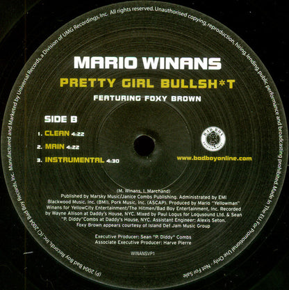 Mario Winans Featuring Enya & P. Diddy / Featuring Foxy Brown : I Don't Wanna Know / Pretty Girl Bullshit (12", Promo)