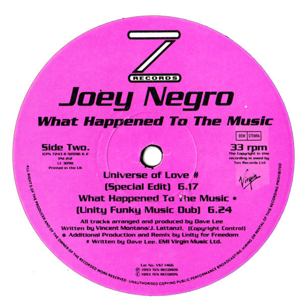Joey Negro : What Happened To The Music (12")