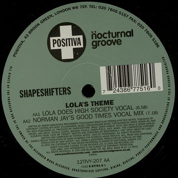 Shapeshifters : Lola's Theme (12")