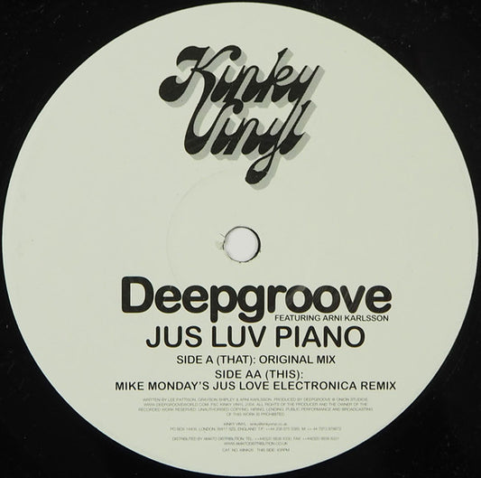 Deepgroove : Jus Luv Piano (12")