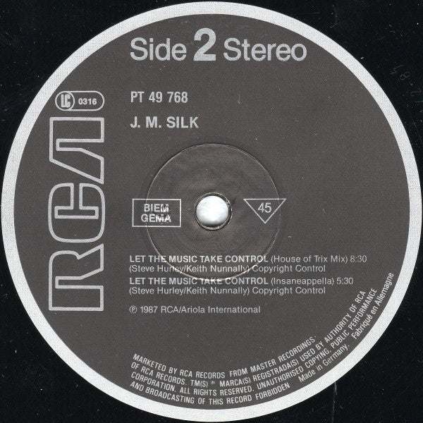 JM Silk* : Let The Music Take Control (House Mix) (12", Maxi)