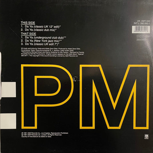 Vesta Williams : Do Ya (Frankie Knuckles Classic Mixes) (12")