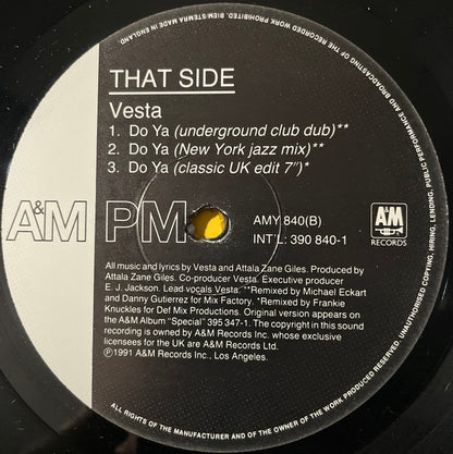 Vesta Williams : Do Ya (Frankie Knuckles Classic Mixes) (12")
