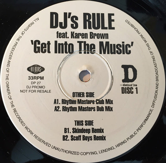 DJ's Rule Feat. Karen Brown : Get Into The Music (2x12", Promo)