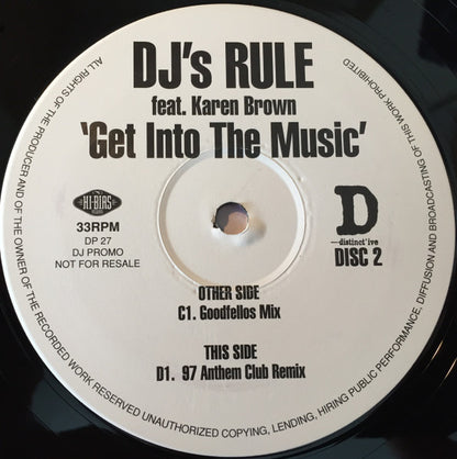 DJ's Rule Feat. Karen Brown : Get Into The Music (2x12", Promo)