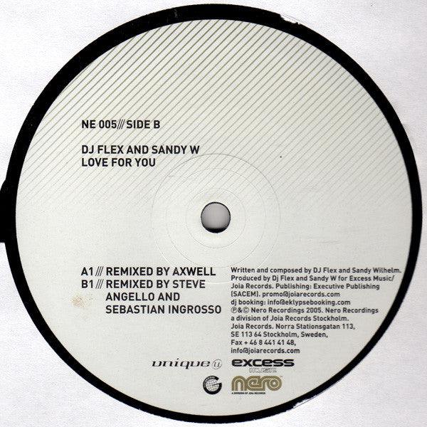 DJ Flex And Sandy W* : Love For You (12")