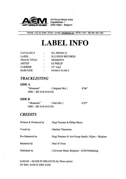 DJ Philip : Moments (12", Promo, W/Lbl)