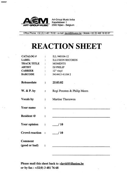 DJ Philip : Moments (12", Promo, W/Lbl)