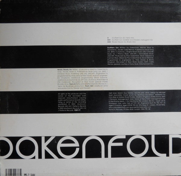 Oakenfold* : Southern Sun / Ready Steady Go (12")