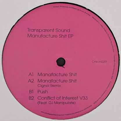Transparent Sound : Manufacture Shit EP (12", EP)