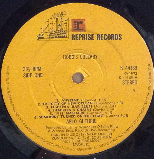 Arlo Guthrie : Hobo's Lullabye (LP, Album, Gat)