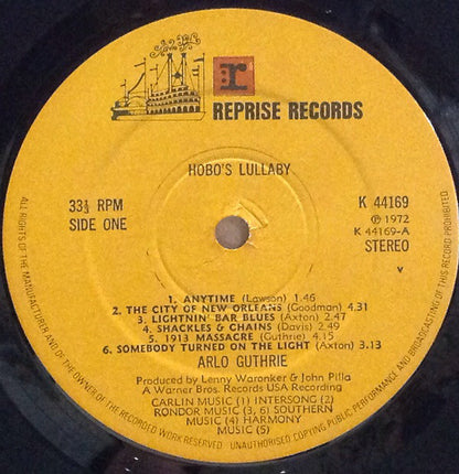 Arlo Guthrie : Hobo's Lullabye (LP, Album, Gat)