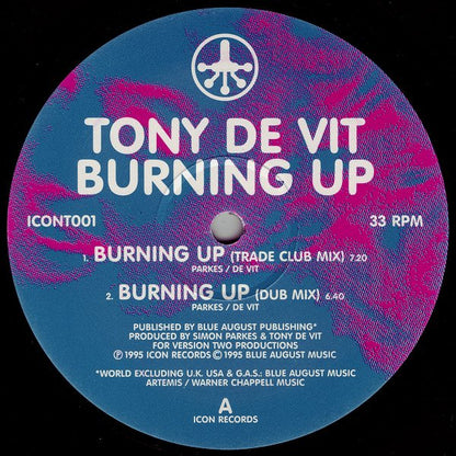 Tony De Vit : Burning Up (12")