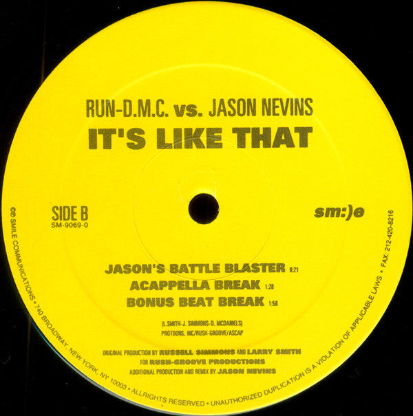 Run-DMC Vs. Jason Nevins : It's Like That (12")