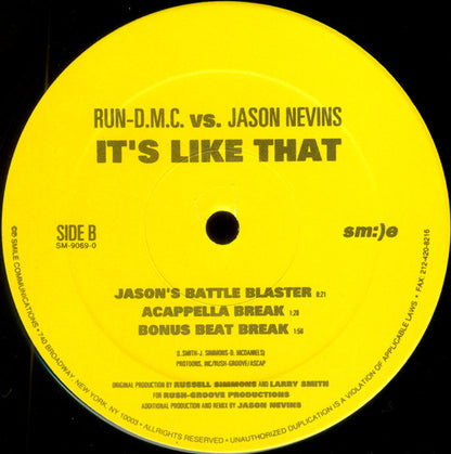 Run-DMC Vs. Jason Nevins : It's Like That (12")