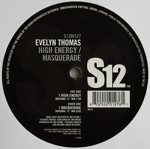 Evelyn Thomas : High Energy / Masquerade (12", RE)