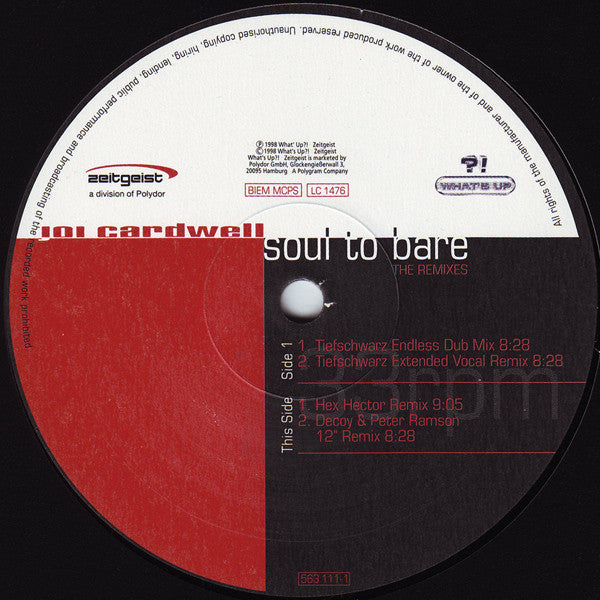 Joi Cardwell : Soul To Bare (The Remixes) (12")