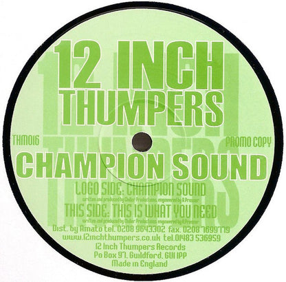 12 Inch Thumpers : Champion Sound (12", Promo)