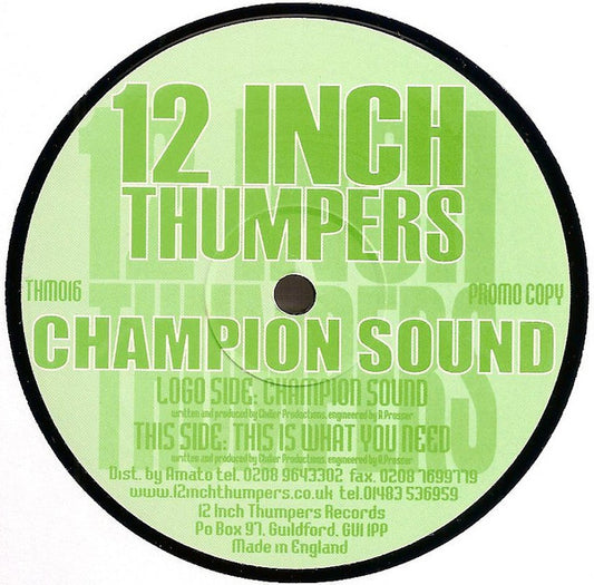 12 Inch Thumpers : Champion Sound (12", Promo)