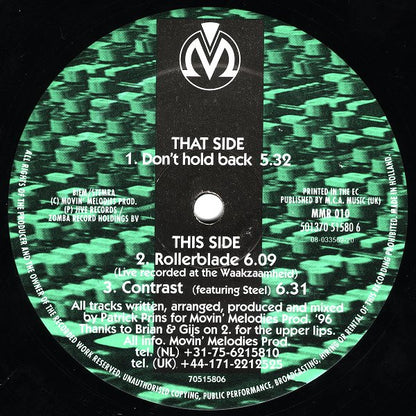 Movin' Melodies : Don't Hold Back (12")