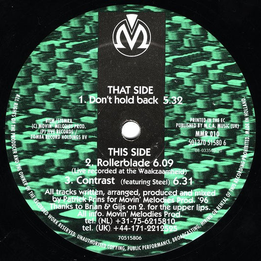 Movin' Melodies : Don't Hold Back (12")