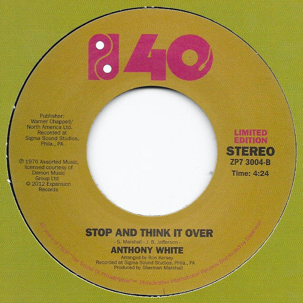 Anthony White : Hey Baby / Stop And Think It Over (7", Single, Ltd)