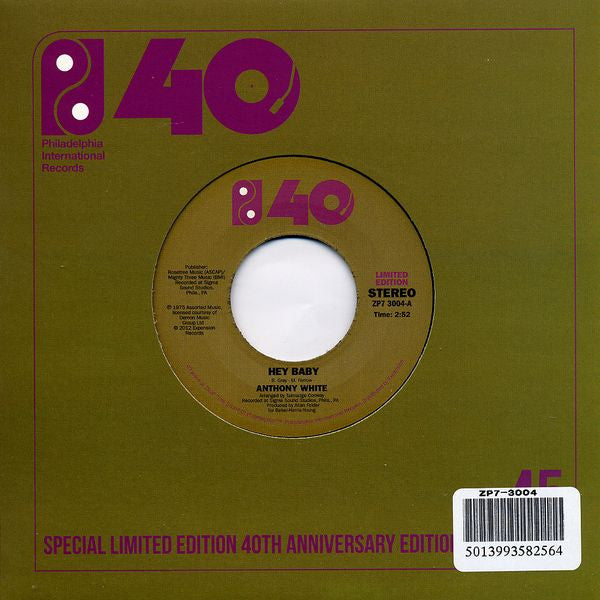 Anthony White : Hey Baby / Stop And Think It Over (7", Single, Ltd)