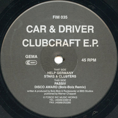 Car & Driver : Clubcraft E.P. (12", EP)