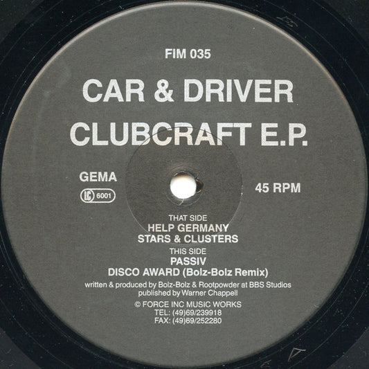 Car & Driver : Clubcraft E.P. (12", EP)