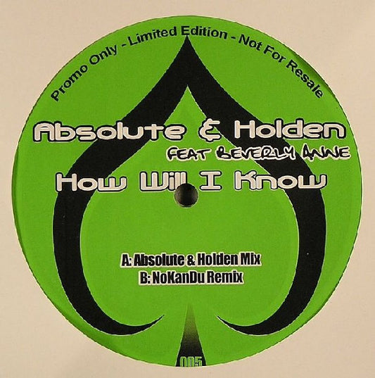 Absolute & Holden* Feat Beverly Anne* : How Will I Know (12", Ltd, Promo)