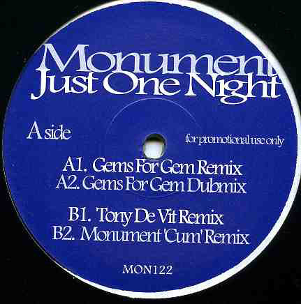 Monument (2) : Just One Night (12", Promo)