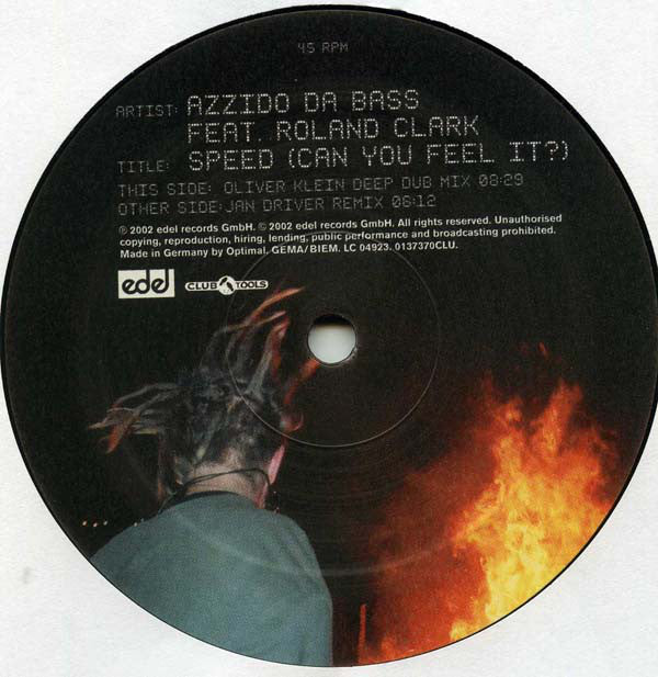 Azzido Da Bass Feat. Roland Clark : Speed (Can You Feel It?) (Part 2 Of 2) (12")