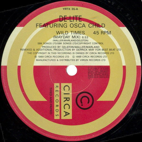 De Lite Featuring Osca Child : Wild Times (Mayday Mix / M.I.Mix) (12")