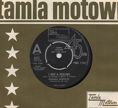 Barbara Randolph : I Got A Feeling / Can I Get A Witness / You Got Me Hurtin' All Over (7", Single, Promo)