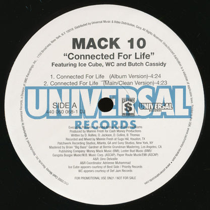 Mack 10 Featuring Ice Cube, WC And Butch Cassidy : Connected For Life (12", Promo)