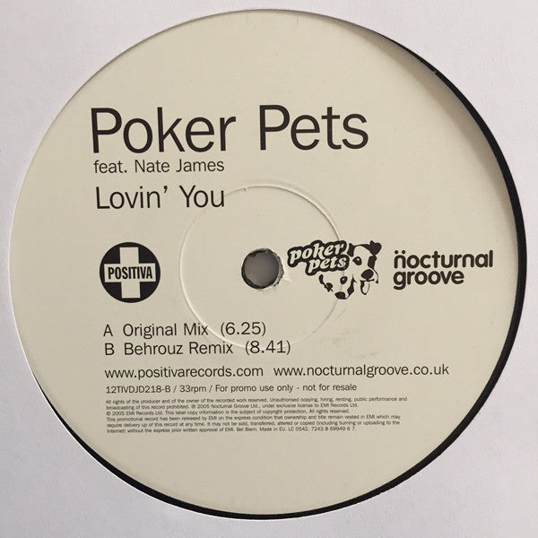 Poker Pets Feat. Nate James : Lovin' You (2x12", Promo)