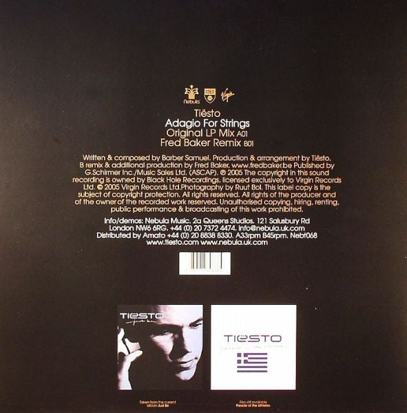 Tiësto* : Adagio For Strings (12", Single)