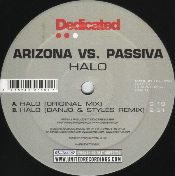 Arizona (2) Vs. Passiva : Halo (12")