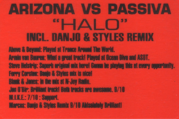 Arizona (2) Vs. Passiva : Halo (12")