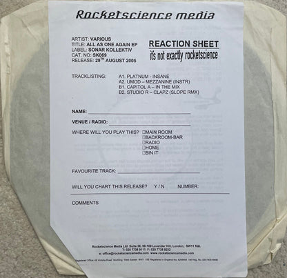 Various : Sonar Kollektiv 4 (12", EP, Promo, W/Lbl)