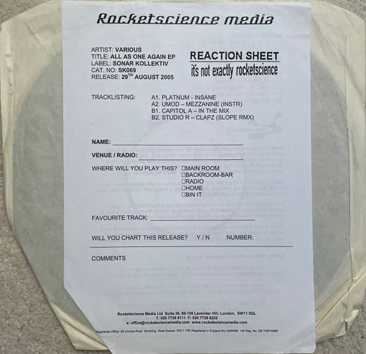 Various : Sonar Kollektiv 4 (12", EP, Promo, W/Lbl)