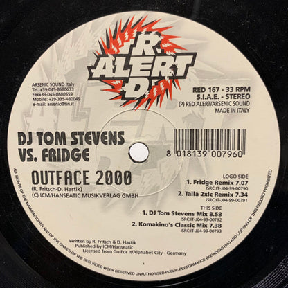 DJ Tom Stevens vs. Fridge* : Outface 2000 (12")